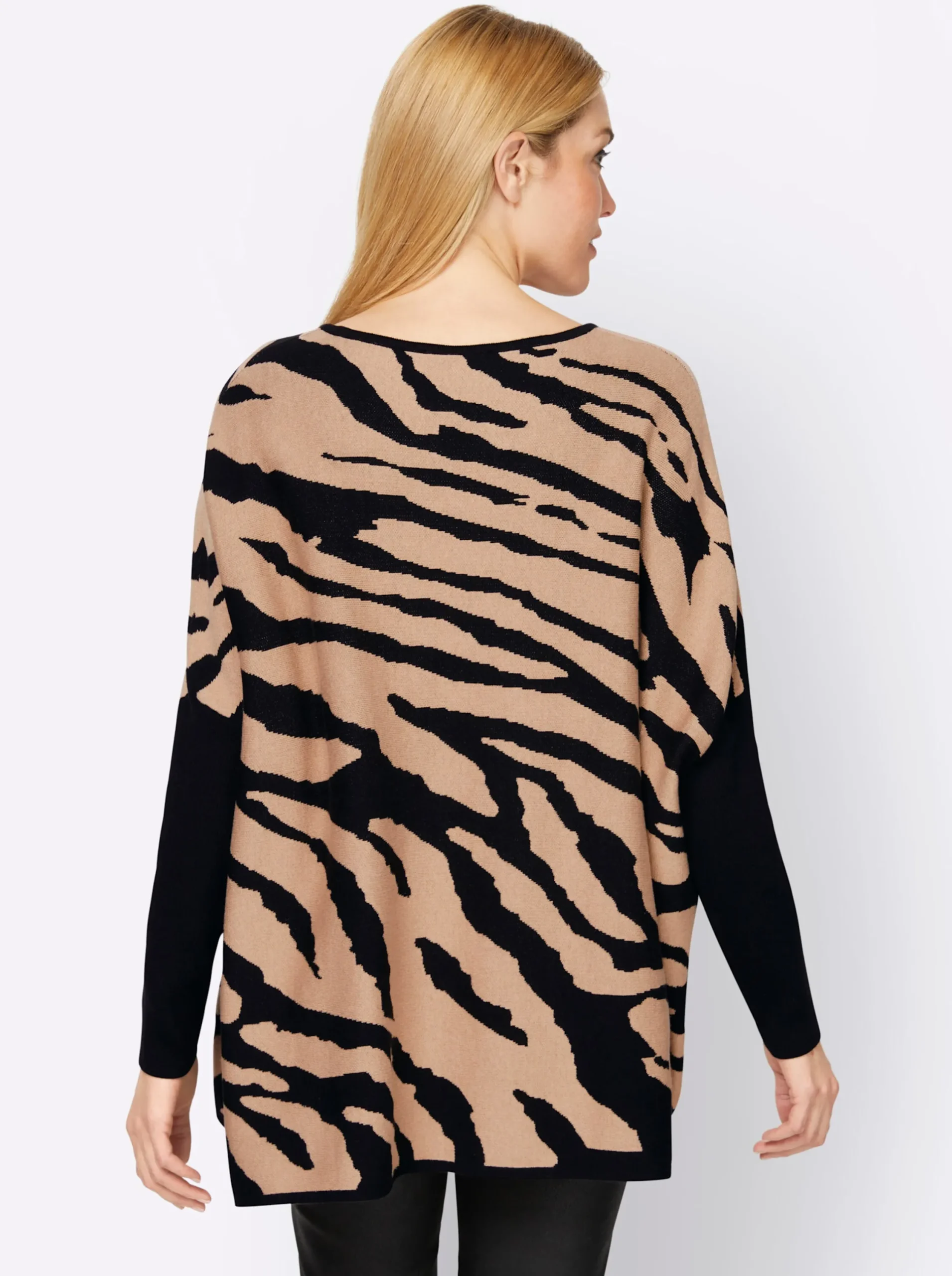 Pullover|heine Oversize-Pullover mit Animal-Print schwarz-beige-gemustert