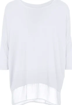 Strandmode|Shirts|heine Oversize-Shirt mit Chiffon-Saum weiß