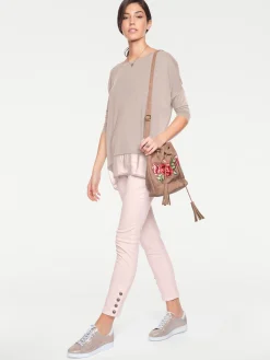 Strandmode|heine Oversize-Shirt mit Chiffon-Saum puder