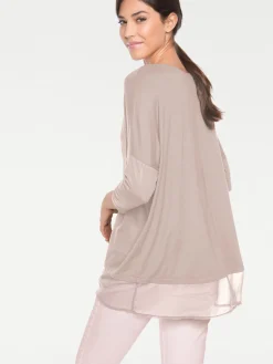 Strandmode|heine Oversize-Shirt mit Chiffon-Saum puder