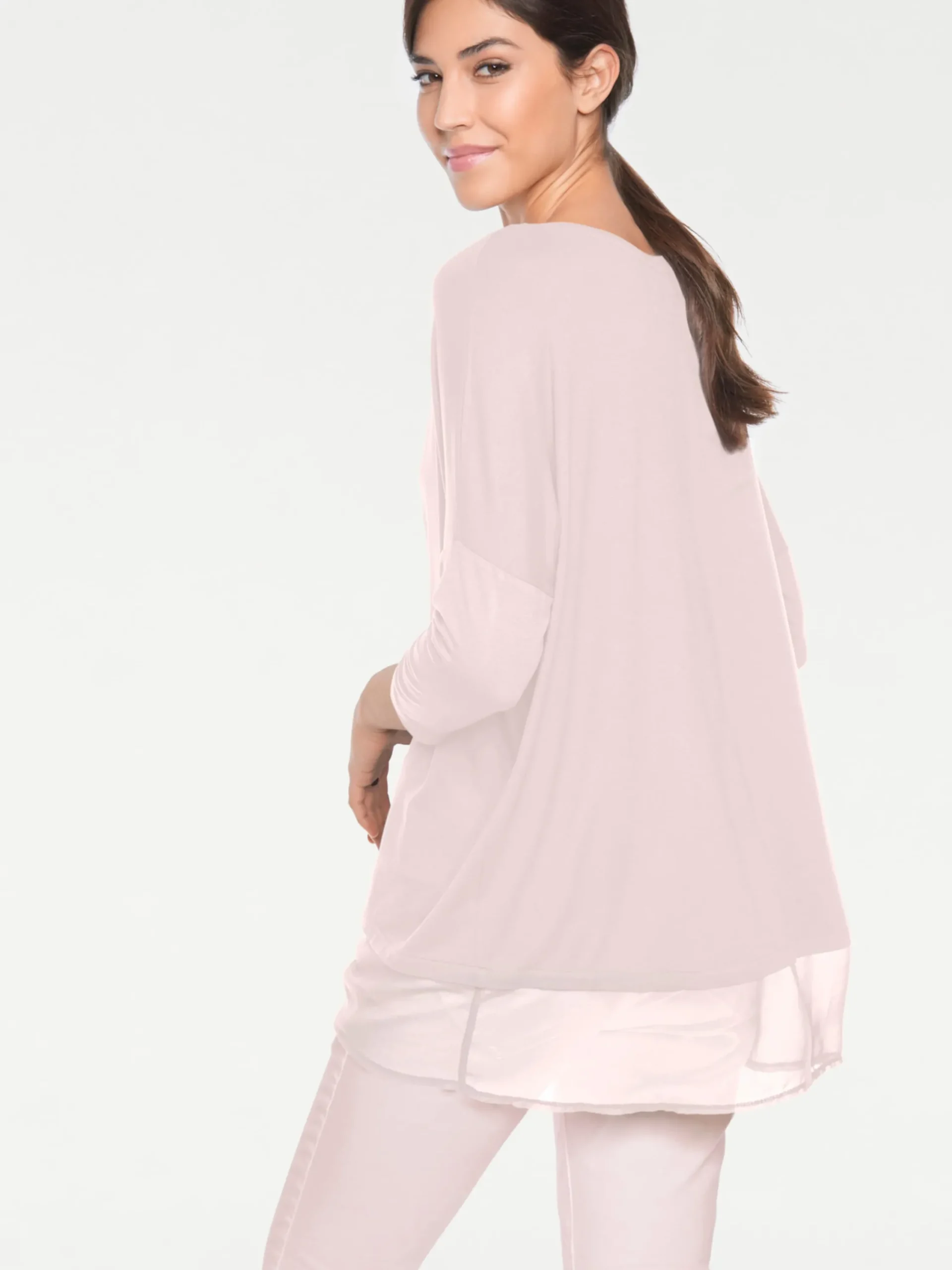 Strandmode|Shirts|heine Oversize-Shirt mit Chiffon-Saum rosé