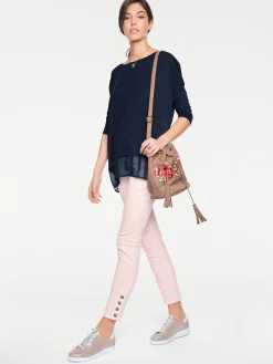 Shirts|heine Oversize-Shirt mit Chiffon-Saum marine