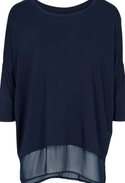 Shirts|heine Oversize-Shirt mit Chiffon-Saum marine