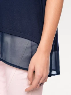 Shirts|heine Oversize-Shirt mit Chiffon-Saum marine