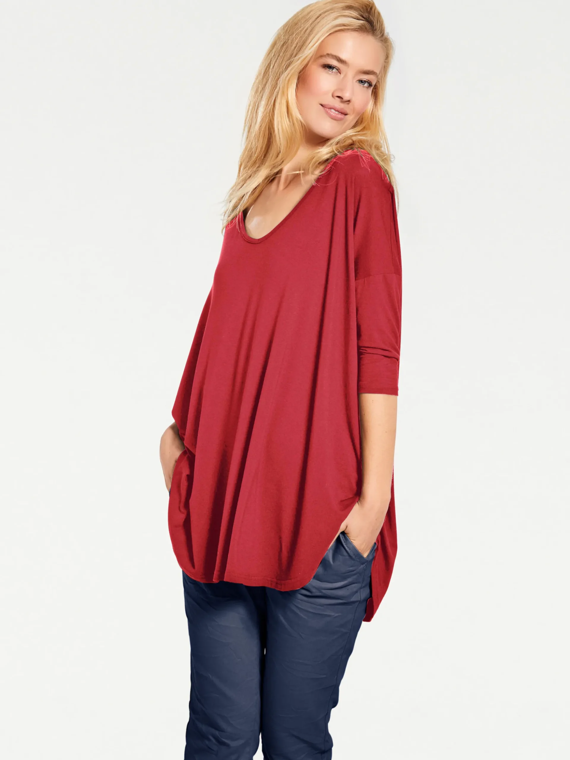 Strandmode|Shirts|heine Oversize-Shirt mit Kaschier-Effekt rot