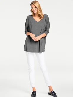 Basics|Shirts|heine Oversize-Shirt mit Kaschier-Effekt grau-melange