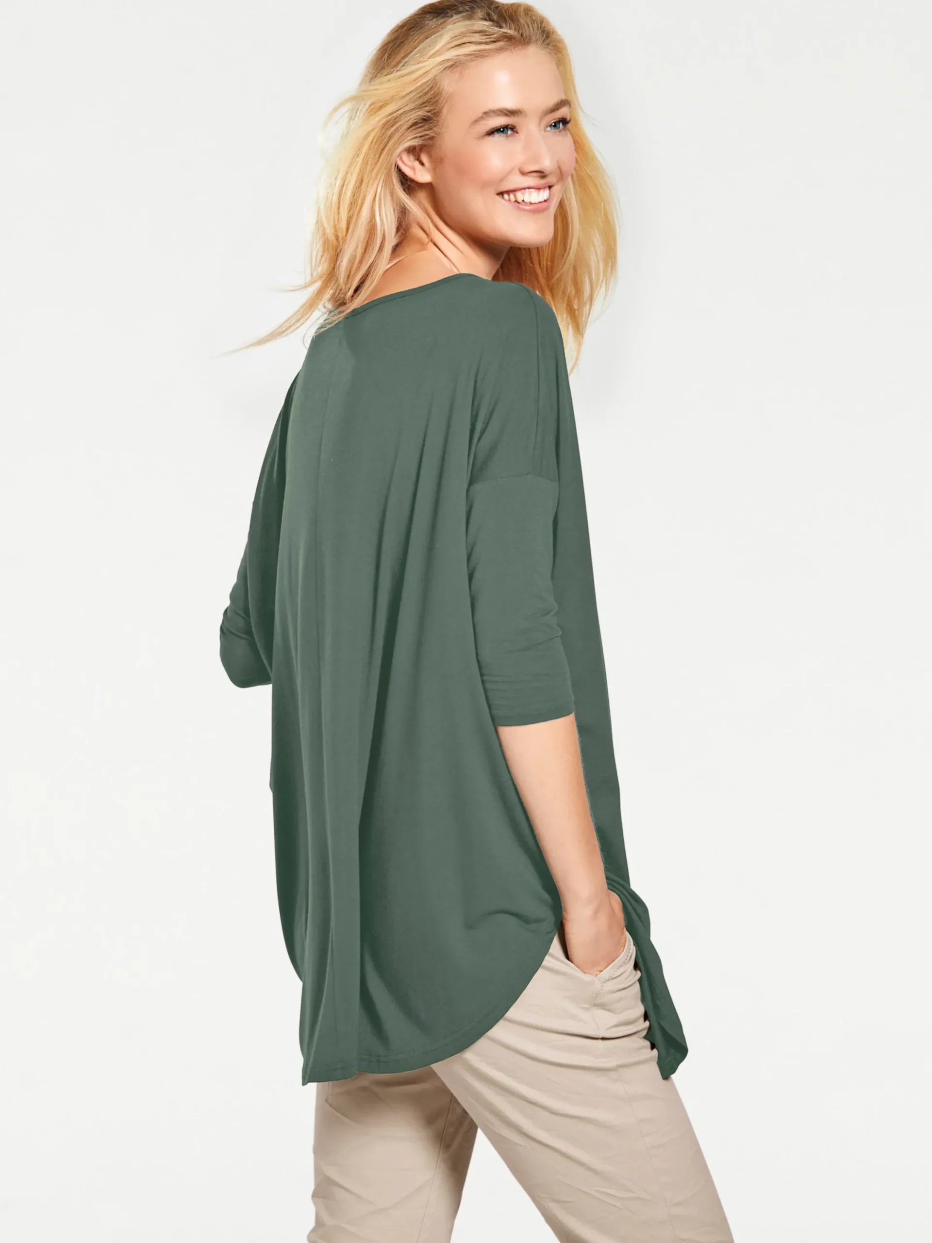 Basics|Shirts|heine Oversize-Shirt mit Kaschier-Effekt schilfgrün