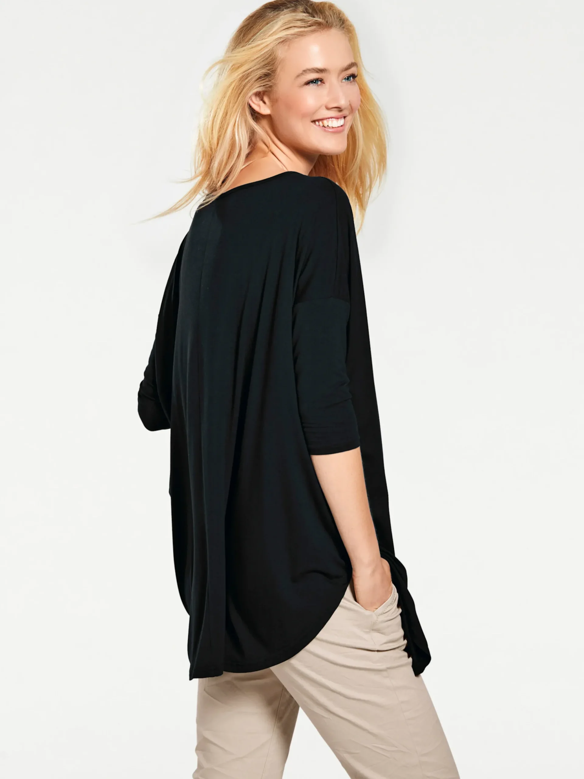 Strandmode|Shirts|heine Oversize-Shirt mit Kaschier-Effekt schwarz