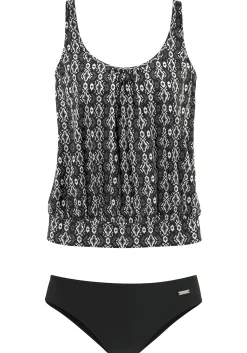 Tankinis|LASCANA Oversize-Tankini schwarz-bedruckt