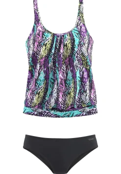 Tankinis|LASCANA Oversize-Tankini schwarz-bedruckt