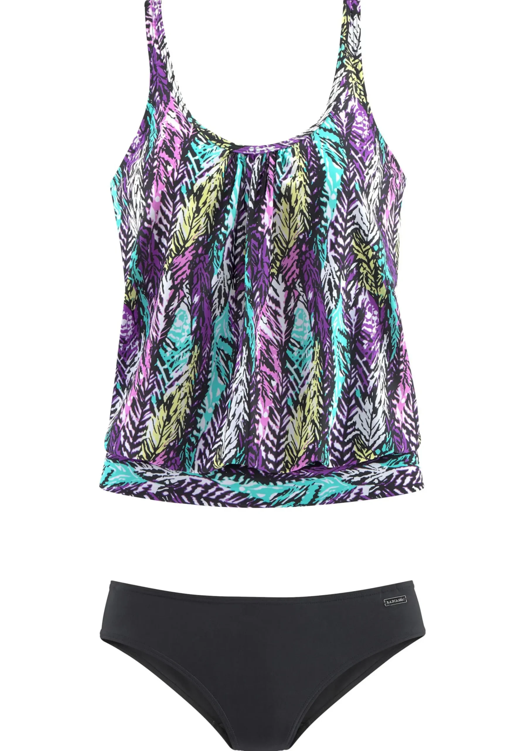 Tankinis|LASCANA Oversize-Tankini schwarz-bedruckt