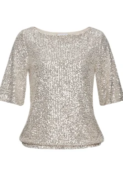 Strandmode|LASCANA Paillettenshirt champagner