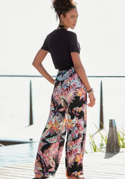 Strandmode|Hosen|Buffalo Palazzohose schwarz-buntbedruckt
