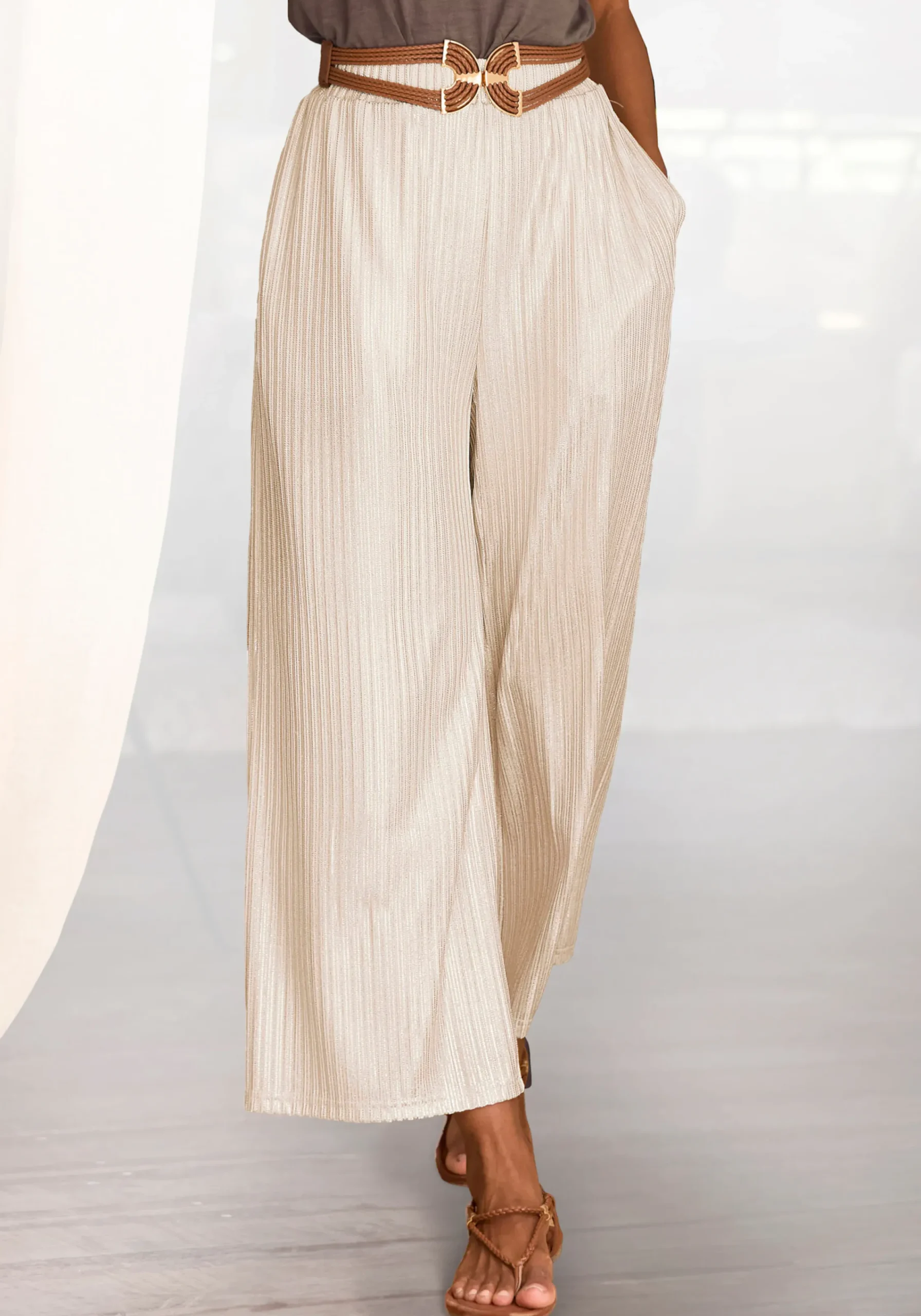 Strandmode|Hosen|LASCANA Palazzohose beige-goldfarben