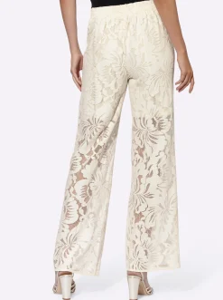 Hosen|heine Palazzohose aus hochwertiger Spitze champagner