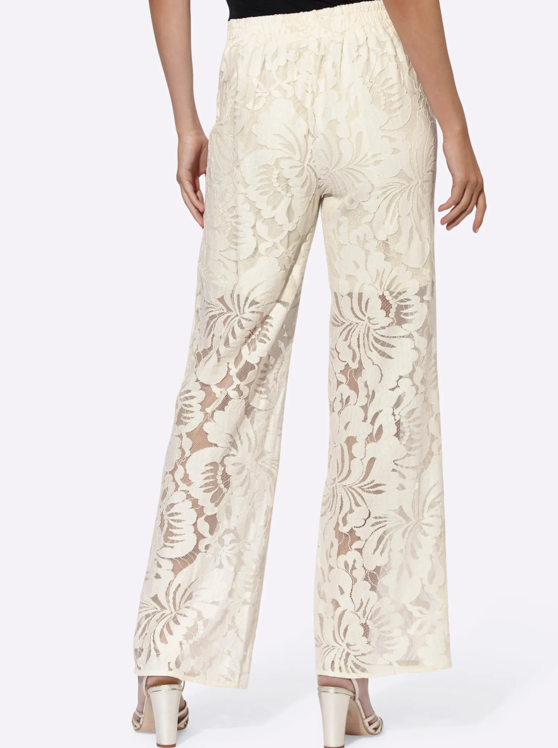 Hosen|heine Palazzohose aus hochwertiger Spitze champagner