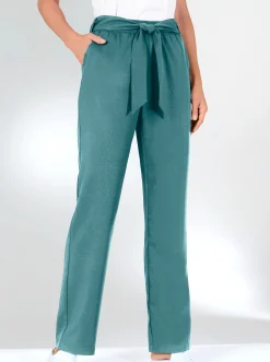 Hosen| Palazzohose mit Bindegürtel türkis