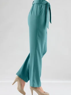 Hosen| Palazzohose mit Bindegürtel türkis
