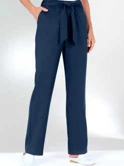 Hosen| Palazzohose mit Bindegürtel marine