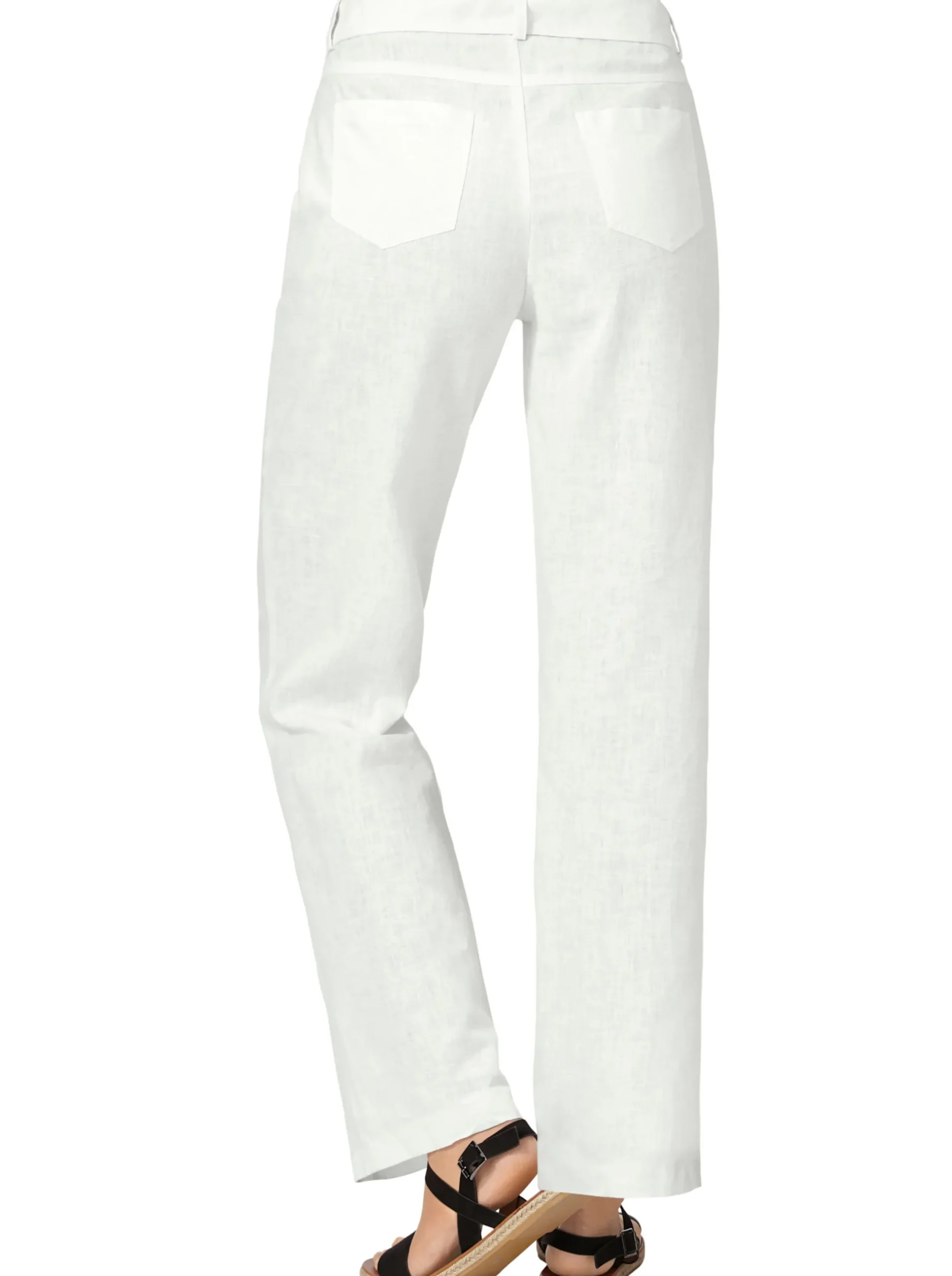 Hosen| Palazzohose mit Bindegürtel ecru