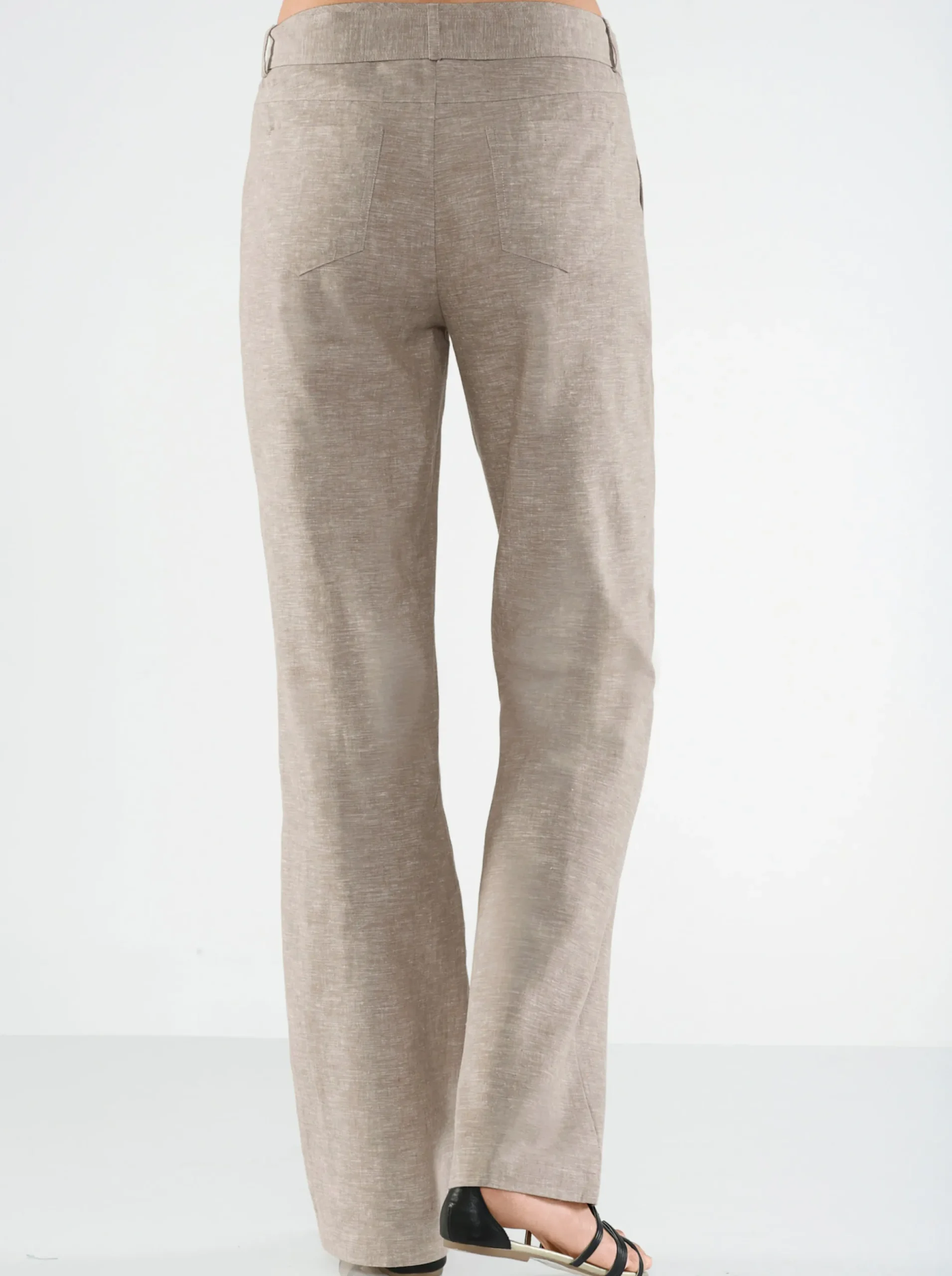 Hosen| Palazzohose mit Bindegürtel beige