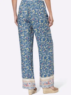Hosen|heine Palazzohose mit Floral-Print jeansblau-zitrone-bedruckt