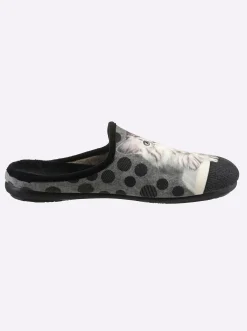Hausschuhe|May Be Pantoffel schwarz-gemustert