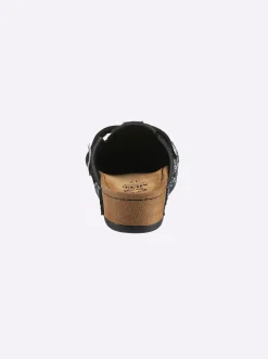 Hausschuhe|Mubb Pantoffel schwarz-silberfarben