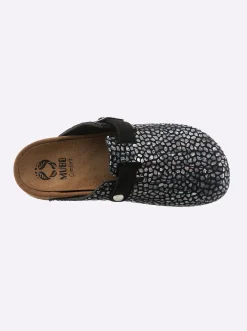Hausschuhe|Mubb Pantoffel schwarz-silberfarben