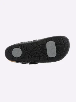 Hausschuhe|Mubb Pantoffel schwarz-silberfarben