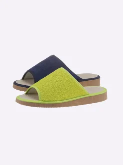 Hausschuhe| Pantoffel pistazie+marine