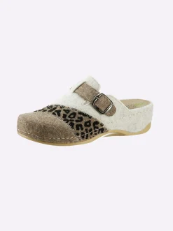 Hausschuhe|Waldläufer Pantoffel beige-gemustert