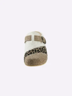 Hausschuhe|Waldläufer Pantoffel beige-gemustert