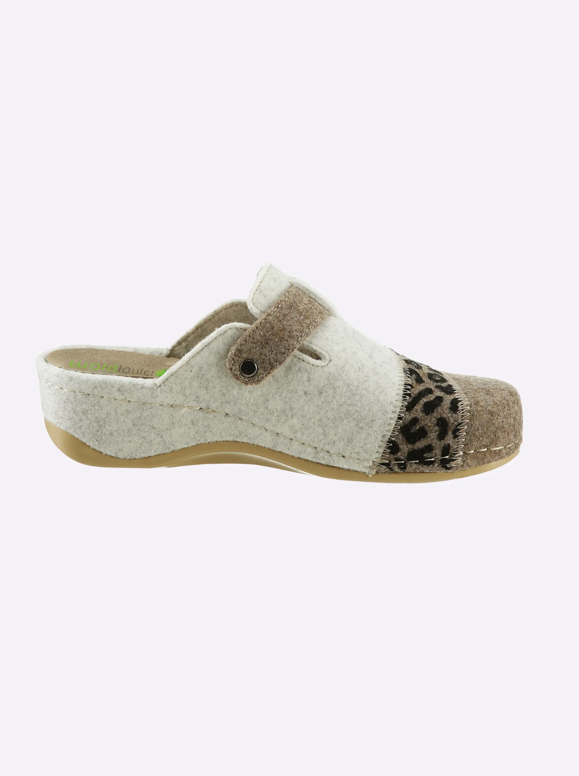 Hausschuhe|Waldläufer Pantoffel beige-gemustert