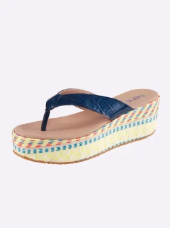 Pantoletten|Zehentrenner|heine Pantolette blau-beige