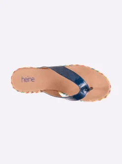 Pantoletten|Zehentrenner|heine Pantolette blau-beige