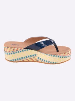 Pantoletten|Zehentrenner|heine Pantolette blau-beige
