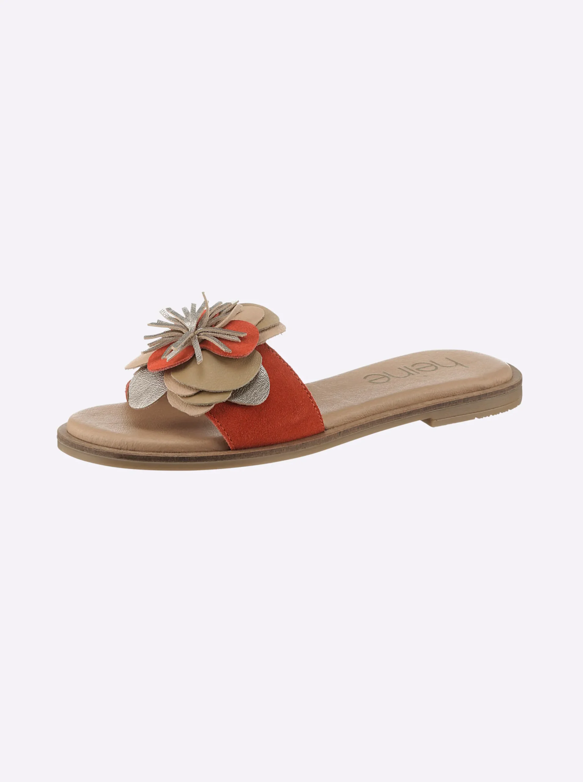 Pantoletten|heine Pantolette rot-bunt
