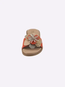 Pantoletten|heine Pantolette rot-bunt