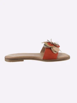 Pantoletten|heine Pantolette rot-bunt