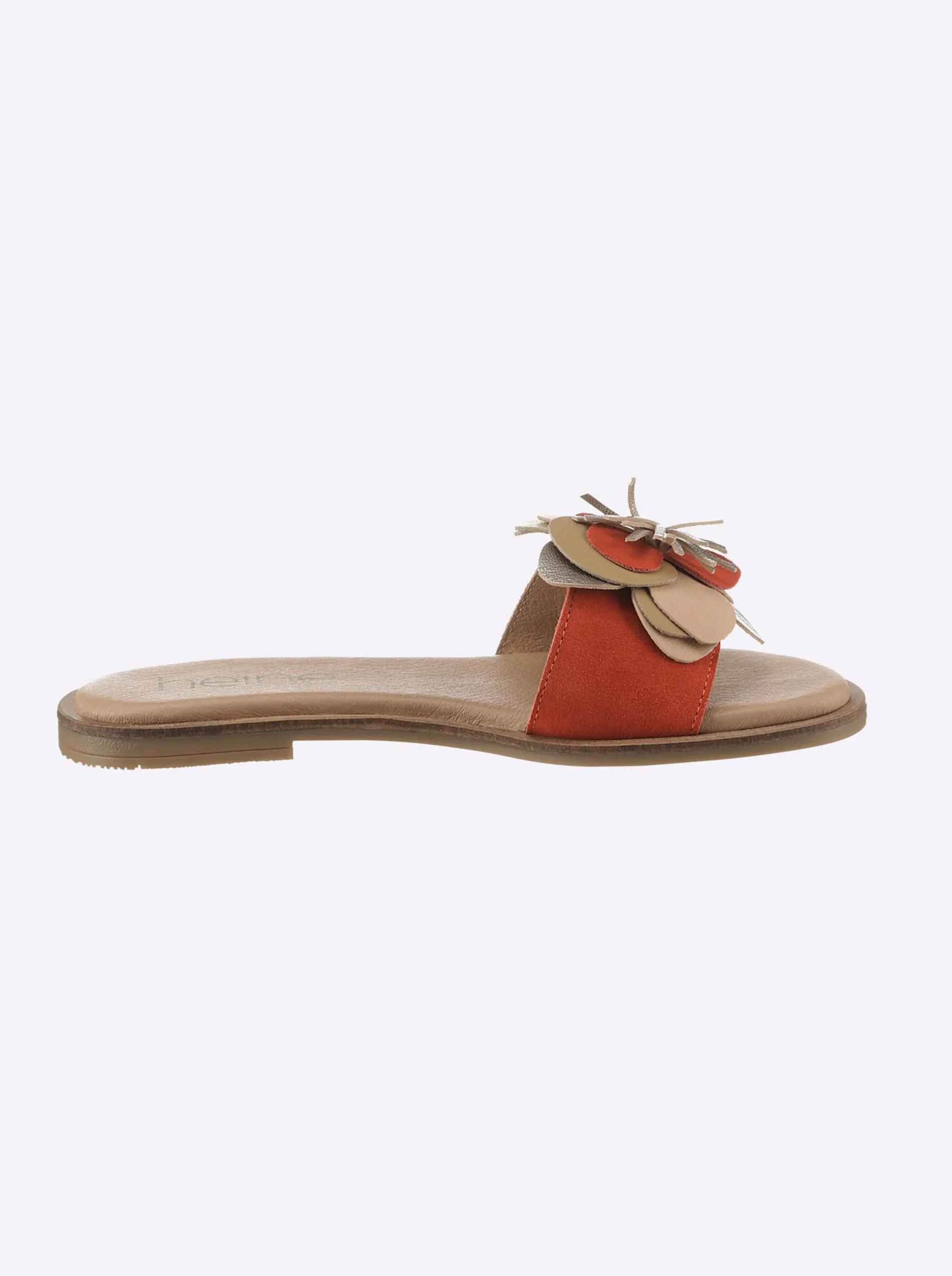 Pantoletten|heine Pantolette rot-bunt