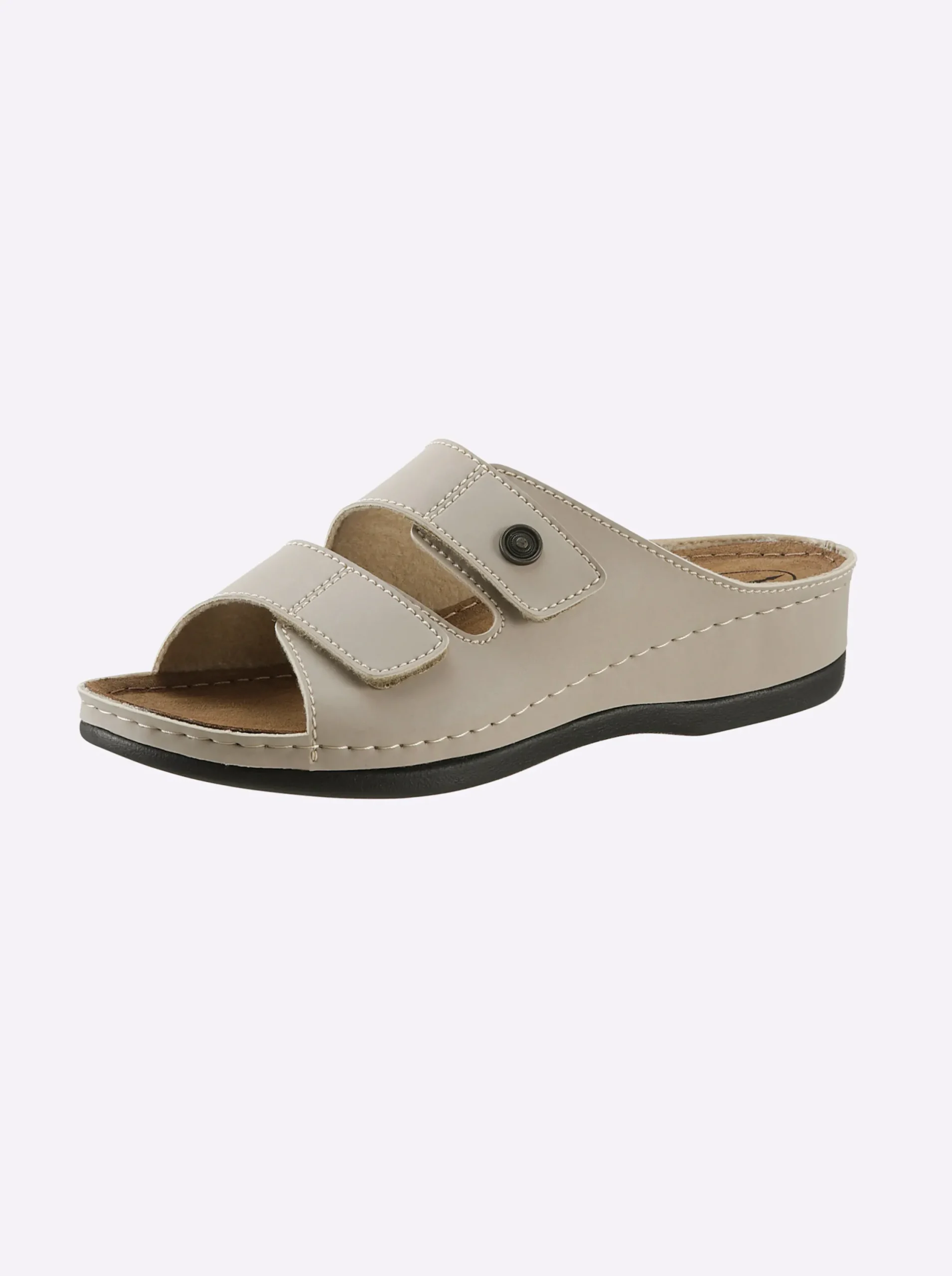 Pantoletten|Franken Schuhe Pantolette mit 2 Klettverschlüssen am Rist sand