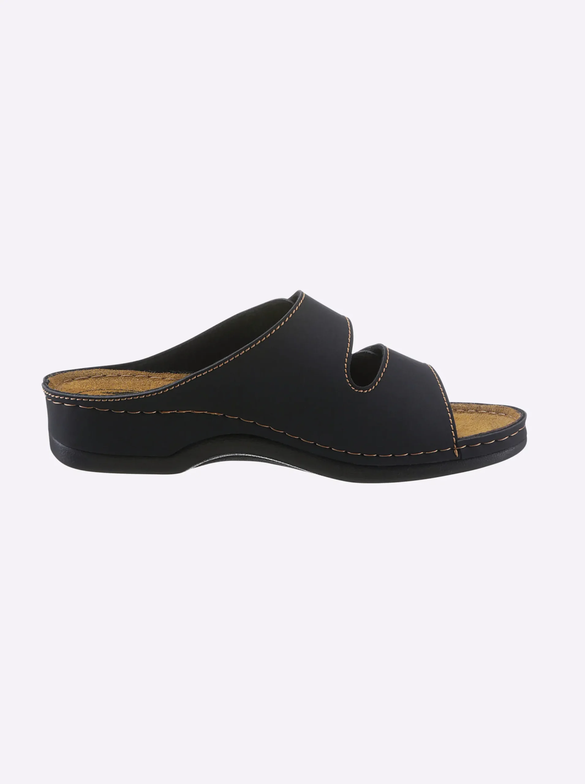 Pantoletten|Franken Schuhe Pantolette mit 2 Klettverschlüssen am Rist schwarz