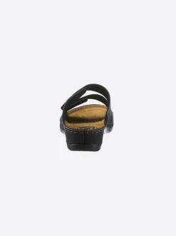 Pantoletten|Franken Schuhe Pantolette mit 2 Klettverschlüssen am Rist schwarz