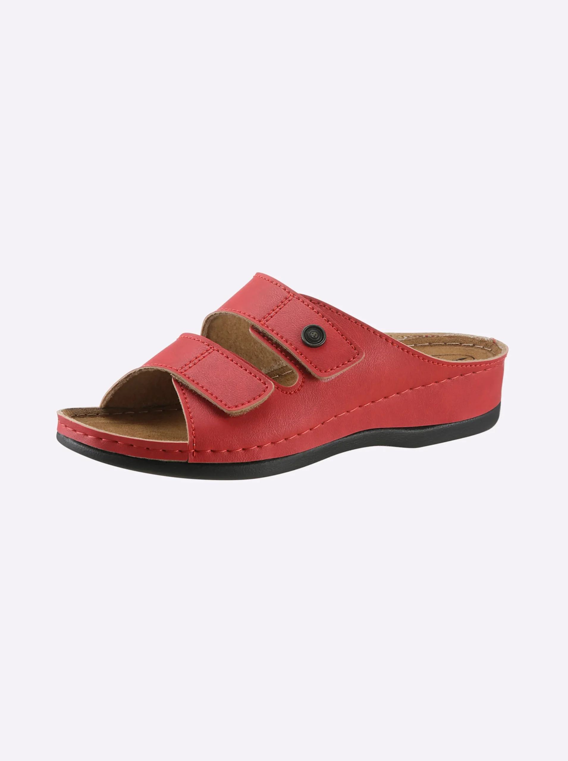 Pantoletten|Franken Schuhe Pantolette mit 2 Klettverschlüssen am Rist rot