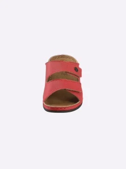 Pantoletten|Franken Schuhe Pantolette mit 2 Klettverschlüssen am Rist rot