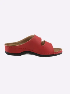 Pantoletten|Franken Schuhe Pantolette mit 2 Klettverschlüssen am Rist rot