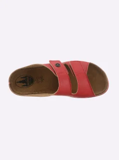 Pantoletten|Franken Schuhe Pantolette mit 2 Klettverschlüssen am Rist rot