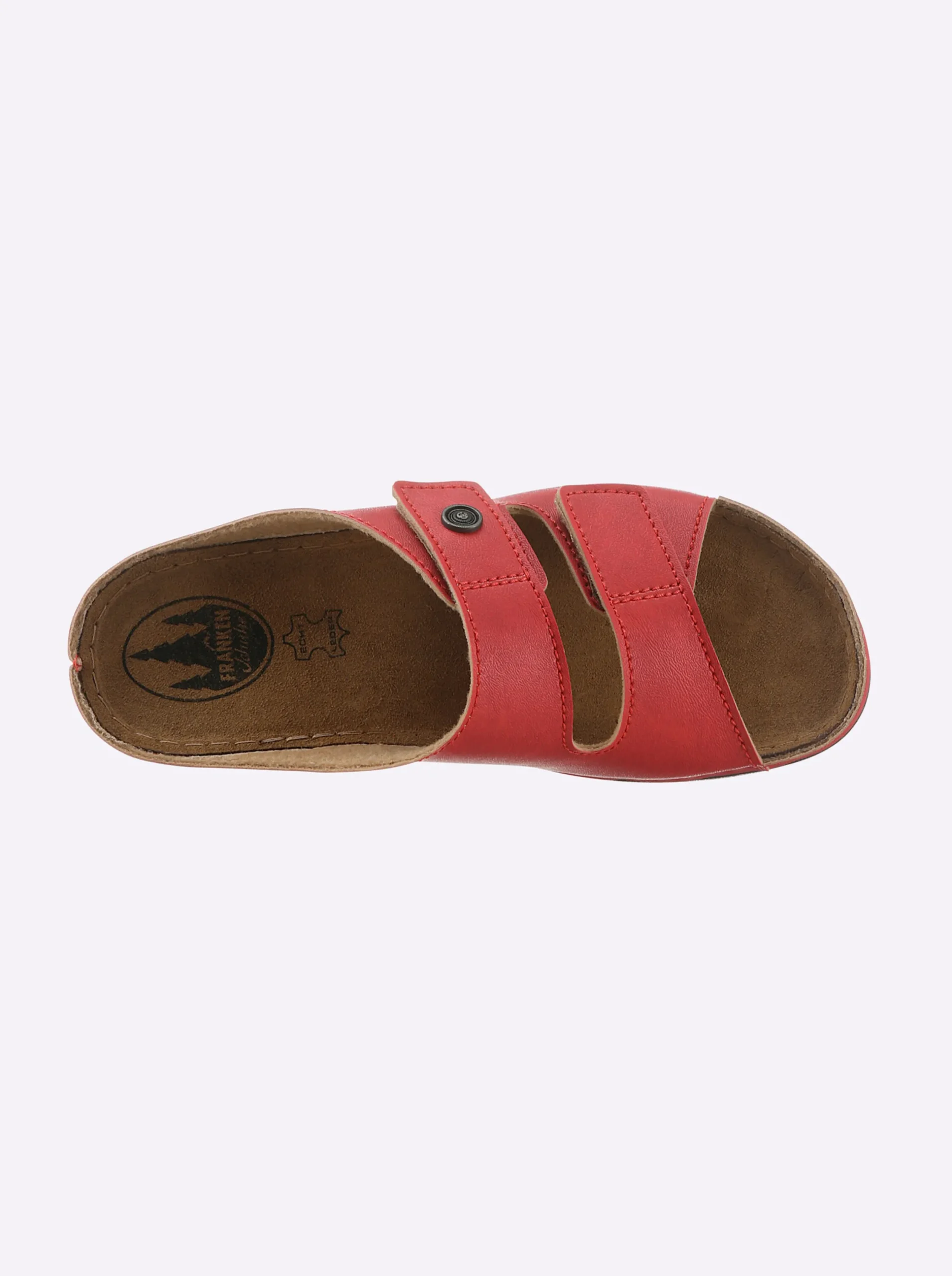 Pantoletten|Franken Schuhe Pantolette mit 2 Klettverschlüssen am Rist rot
