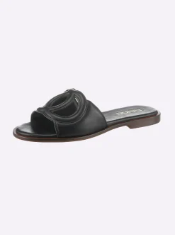 Pantoletten|heine Pantolette mit Cut-Out-Muster schwarz